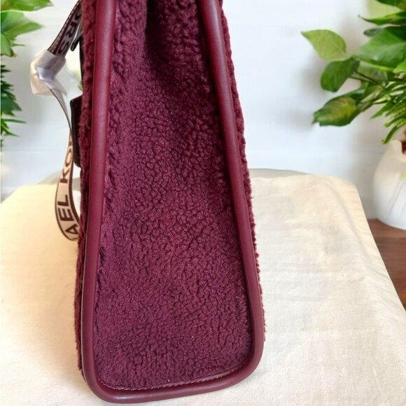 Michael Kors Mirella shearling Medium Burgundy Tote - Picture 2 of 8